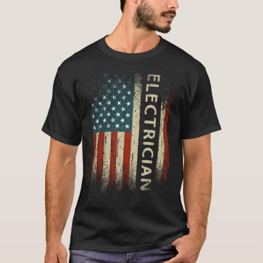 T-shirt Drapeau américain d'électricien patriotique (Devant)