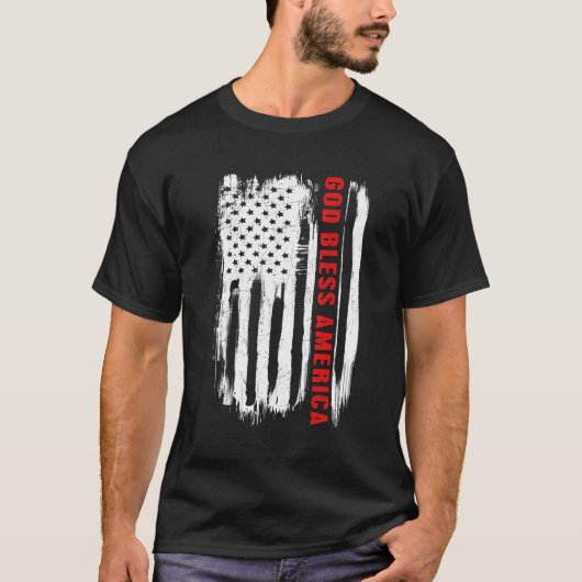 T-shirt Drapeau américain Dieu béni Amérique (Devant)