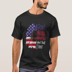 T-shirt Drapeau américain Dieu Béni Tournesol Graphique 4è
