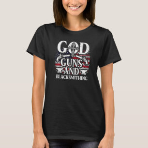 T-shirt Drapeau américain Dieu Fusils Et Enclume De Forge