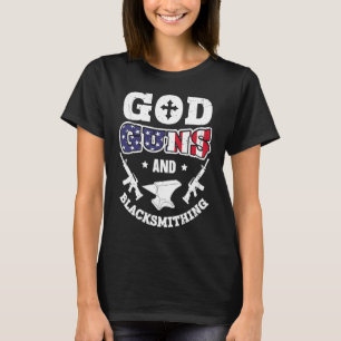 T-shirt Drapeau américain Dieu Fusils et Enclume de forgea