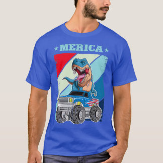 T-shirt Drapeau Américain Dinosaur Monster Camion Pour Gar