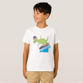 T-shirt Drapeau américain Dinosaur Surfing (Devant entier)