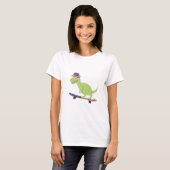 T-shirt Drapeau américain Dinosaure Skate (Devant entier)