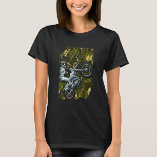 T-shirt Drapeau américain Dirt Vélo Motocross Camouflage