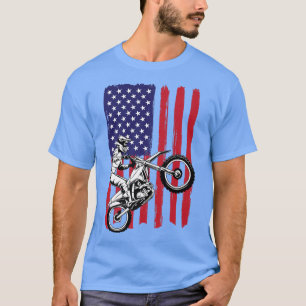 T-shirt Drapeau américain Dirt Vélo Motocross Vintage End