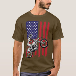 T-shirt Drapeau américain Dirt Vélo Motocross Vintage End