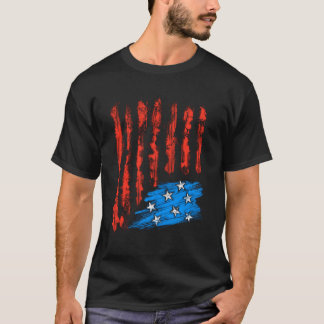 T-shirt Drapeau Américain Distress Vers Le Bas États-Unis