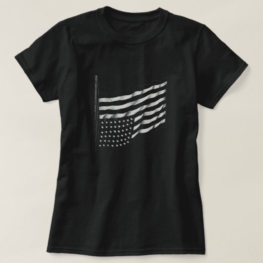 T-shirt Drapeau Américain Distress Vers Le Bas États-Unis (Design devant)