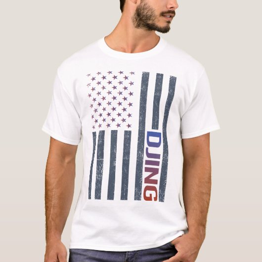 T-shirt Drapeau américain Djing DJ Disque Jockey Deejay (Devant)