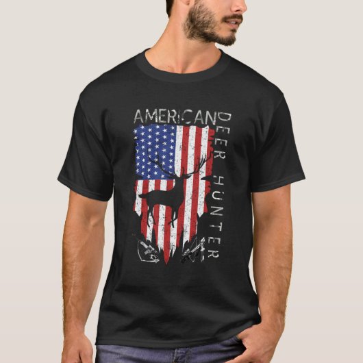 T-shirt Drapeau Américain Dons De Chasse De Cerfs Pour Cha (Devant)