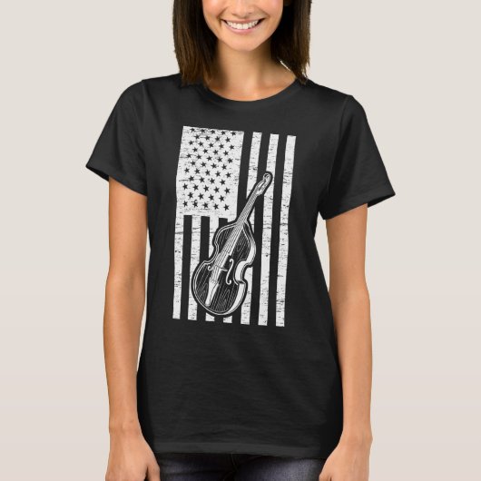 T-shirt Drapeau américain double contrebasse (Devant)