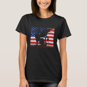 T-shirt Drapeau américain Dragon vintage Juillet 4 Femmes