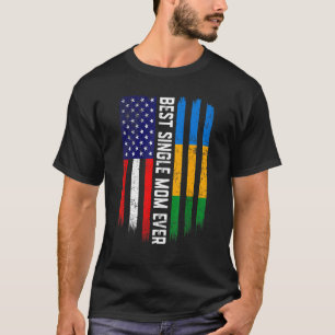 T-shirt Drapeau Américain & Drapeau Gabon Meilleur single 