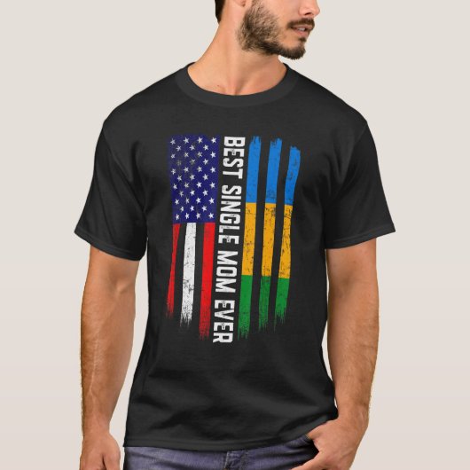 T-shirt Drapeau Américain & Drapeau Gabon Meilleur single  (Devant)