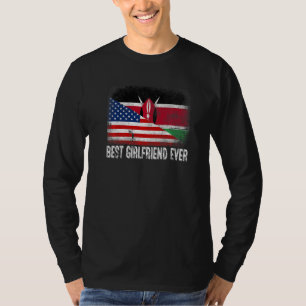 T-shirt Drapeau Américain & Drapeau Kenya Meilleure amie J
