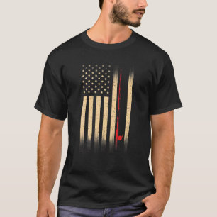 T-shirt Drapeau américain drôle Vintage pêche Rod Retro