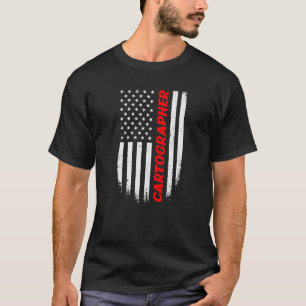 T-shirt Drapeau américain du 4 juillet cartographe hommes