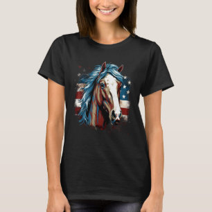 T-shirt Drapeau américain du 4 juillet Cheval 2