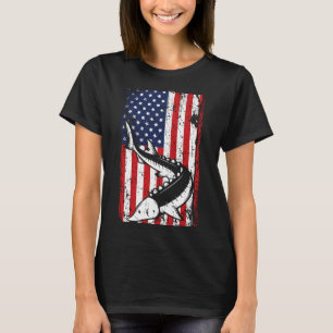 T-shirt Drapeau américain du 4 juillet Sturgeon Fishing Pa