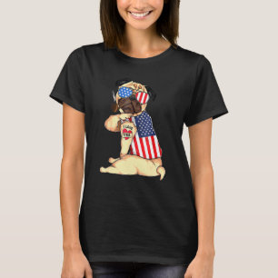 T-shirt Drapeau américain du chien carlin Merica 4 juillet