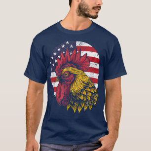 T-shirt Drapeau américain du coq patriotique 4 juillet fer