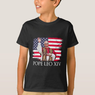 T-shirt Drapeau américain du nouveau pape Leo Xiv Robert