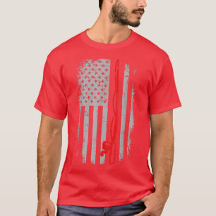 T-shirt Drapeau américain du pêcheur de pompier Red Line