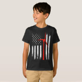 T-shirt Drapeau américain du technicien en turbines éolien (Devant entier)