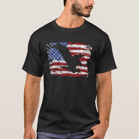T-shirt Drapeau américain Eagle (Devant)