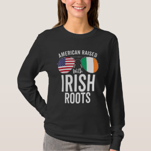 T-shirt Drapeau Américain Élevé Avec Des Racines Irlandais