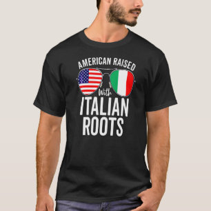 T-shirt Drapeau Américain Élevé Avec Racines Italiennes Us
