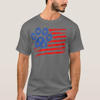 T-shirt Drapeau américain Empreinte de patte 4 juillet