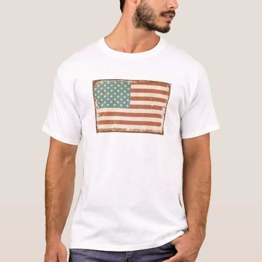 T-shirt drapeau américain en détresse (Devant)