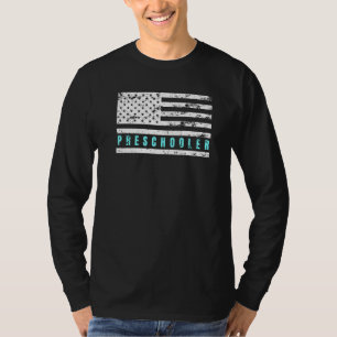 T-shirt Drapeau américain en détresse Fière école maternel