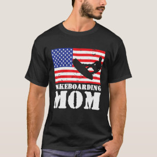 T-shirt Drapeau américain en détresse USA Wakeboarding Mam