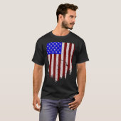 T-shirt Drapeau américain en détresse verticale (Devant entier)