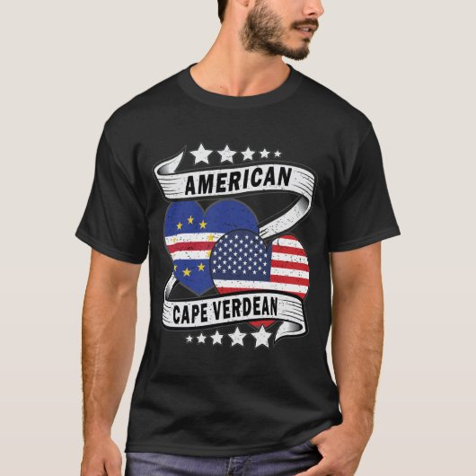 T-shirt Drapeau Américain Et Cap Verdien (Devant)
