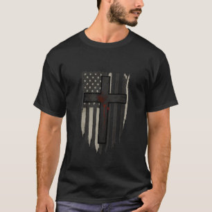 T-shirt Drapeau américain et croix Foi chrétienne patriot