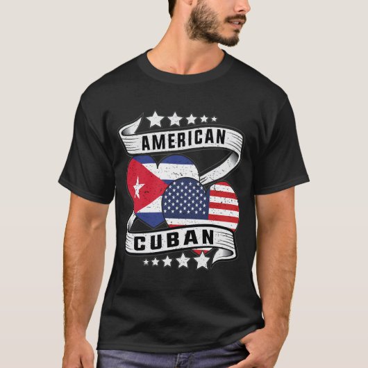 T-shirt Drapeau américain et cubain Demi cubain demi-améri (Devant)