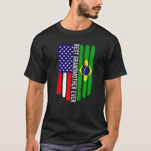 T-shirt Drapeau américain et drapeau brésilien Meilleure g (Devant)