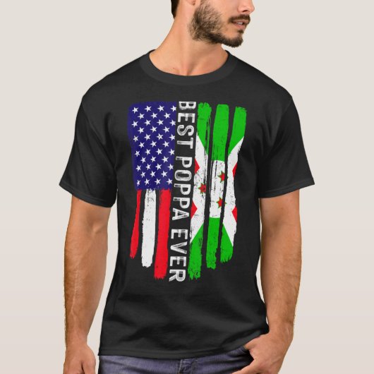 T-shirt Drapeau américain et drapeau burundais Meilleur Po (Devant)