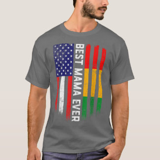 T-shirt Drapeau américain et drapeau de Guinée Meilleure m