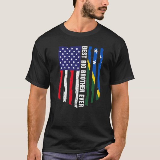 T-shirt Drapeau américain et drapeau des Îles Salomon Best (Devant)