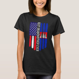 T-shirt Drapeau américain et drapeau du Cambodge Meilleur 
