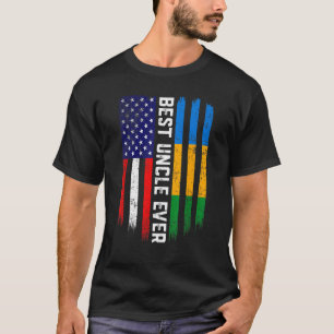 T-shirt Drapeau américain et drapeau Gabon Meilleure famil