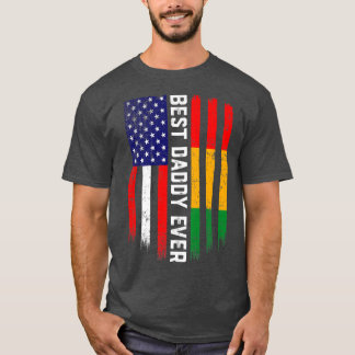 T-shirt Drapeau américain et drapeau guinéen Meilleur papa