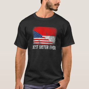 T-shirt Drapeau américain et drapeau indonésien Meilleure