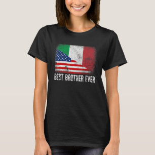 T-shirt Drapeau américain et drapeau italien Meilleur Frèr