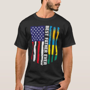 T-shirt Drapeau américain et drapeau rwandais Meilleur Pèr